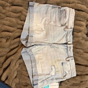 Blank NYC Fulton Roll Up Jean Short Womens 28 Blue Distressed Denim NWT
